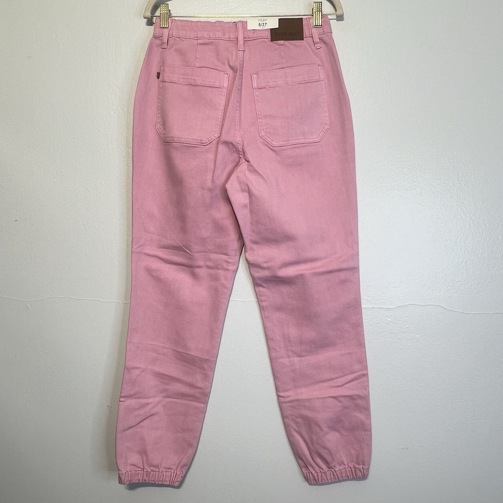 Judy Blue High Rise Garment Dyed Pink Denim Jogger Sz 5/27 Stretch - Picture 14 of 16